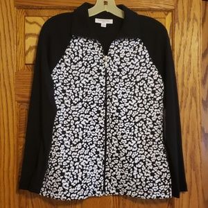 Black & white knit zip up jacket